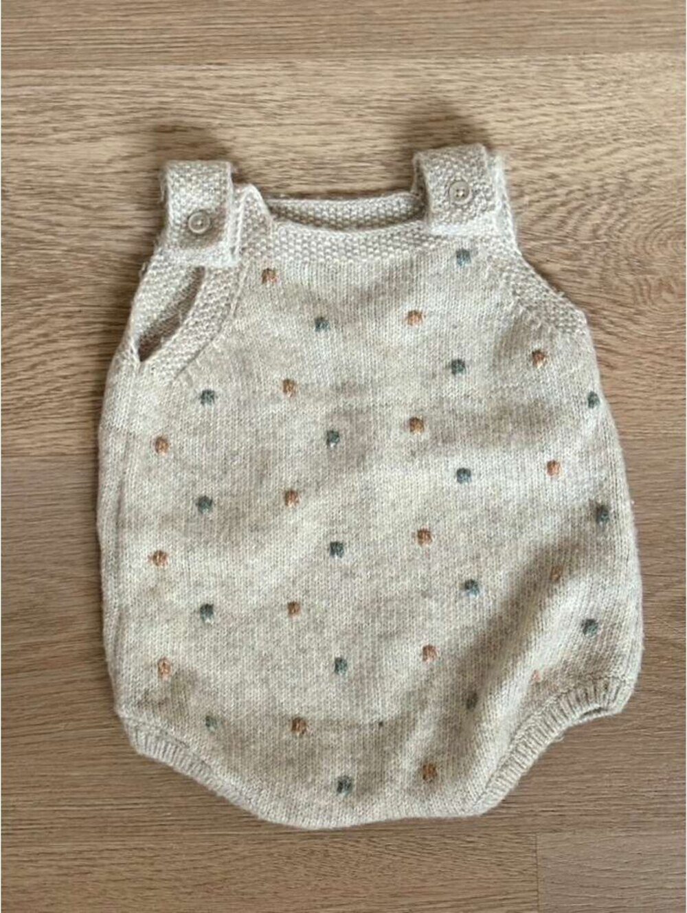Zara Baby Knit Romper 6-9 Months Beige with Polka Dots